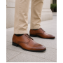 Pantofi Derby bărbați maro cognac din piele naturală cu perforații Lucas Shoes 702CON